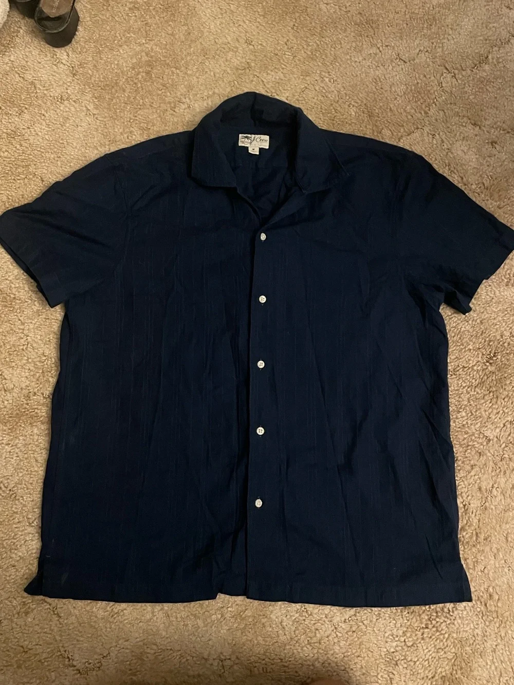 J. Crew Navy Short-Sleeve Camp Collar Button-Down Shirt